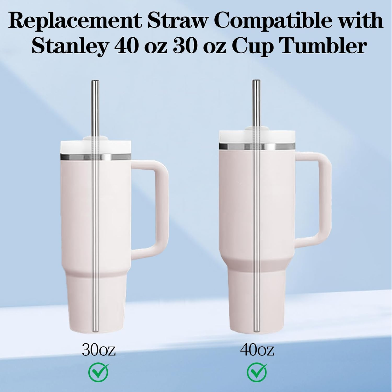 6 Pack Stainless Steel Straws for Stanley Tumblers with Brush