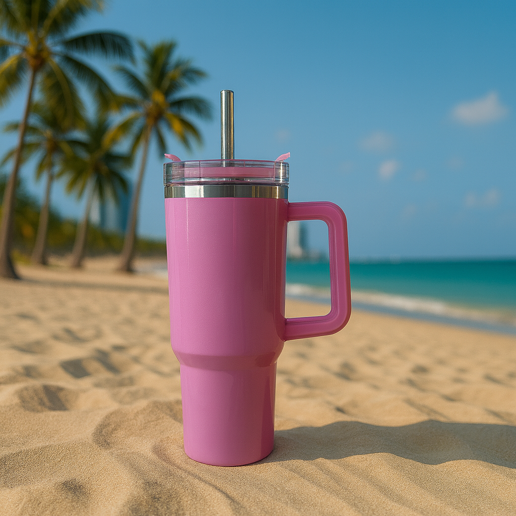 40 oz Handled Tumbler Shimmer - Pink